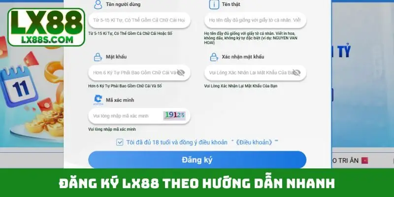 Đăng ký LX88 theo hướng dẫn nhanh